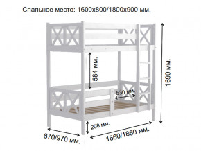 Кровать 2-х ярусная Аист-2 Классика белый 1800х900 мм в Кусе - kusa.magazinmebel.ru | фото - изображение 2