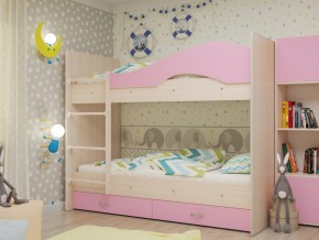 Кровать 2-х ярусная Мая с ящиками на латофлексах розовая в Кусе - kusa.magazinmebel.ru | фото