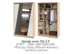 шкаф-купе ПШ-2.9 1500 Норд Белый жемчуг 1500 в Кусе - kusa.magazinmebel.ru | фото